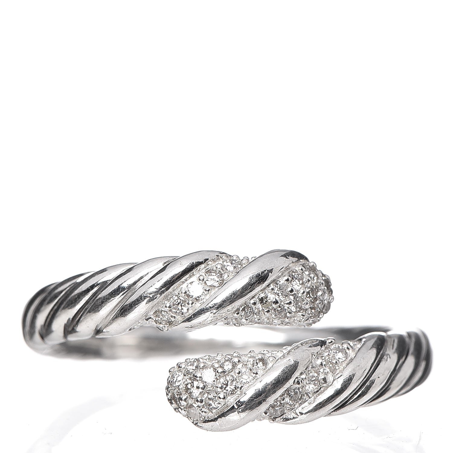David Yurman Sterling Silver Diamond 10mm Willow Open Single Row Ring 58 8.25 1 of 4