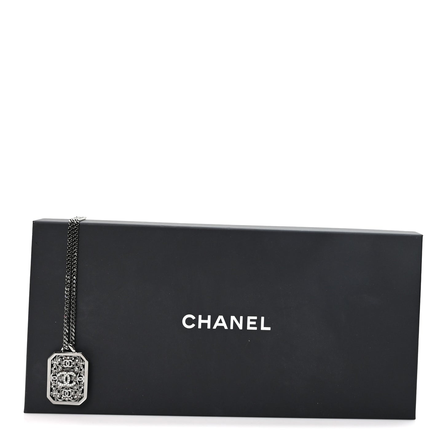 Crystal Strass CC Pendant Necklace Silver