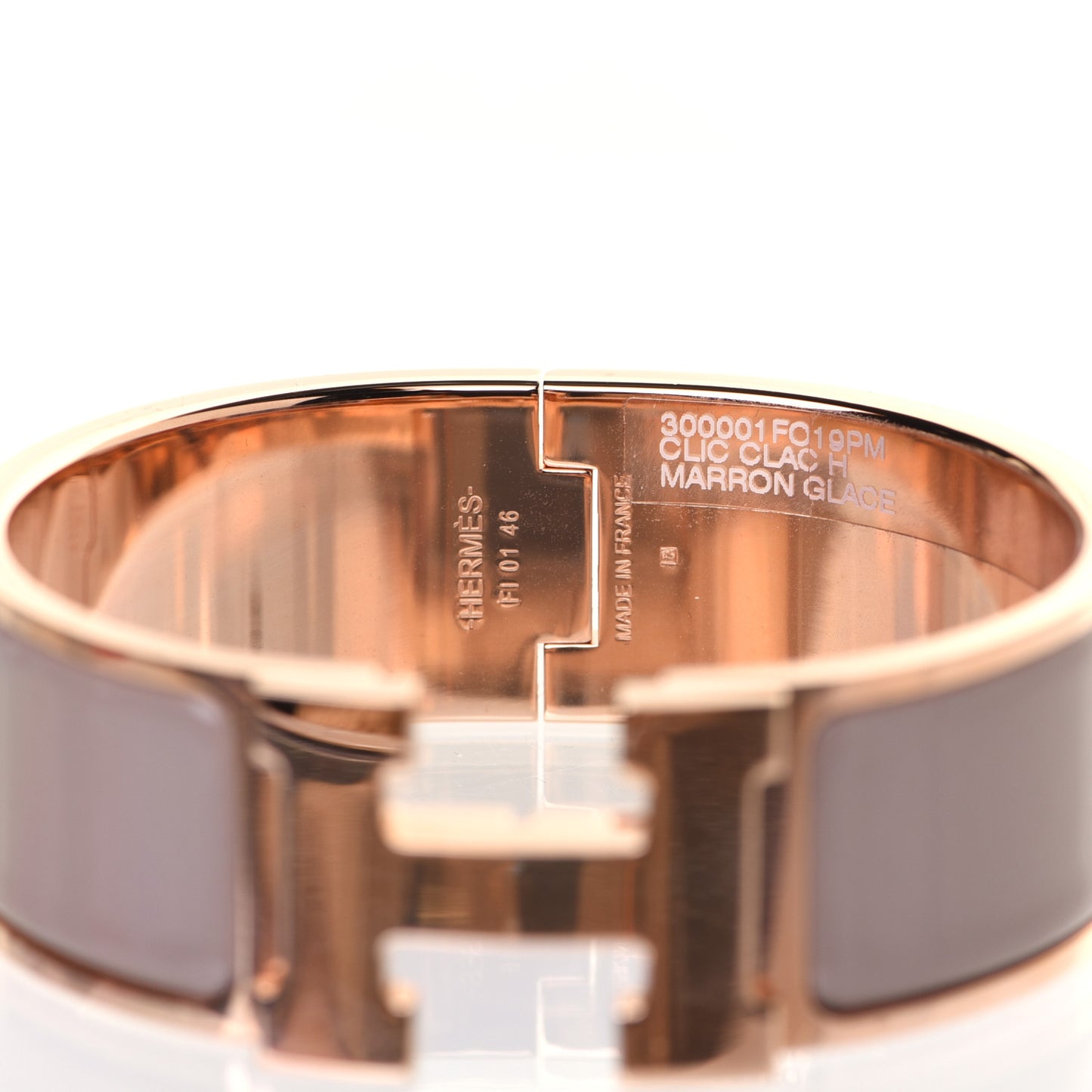 Enamel Wide Clic Clac H Bracelet PM Marron Glace
