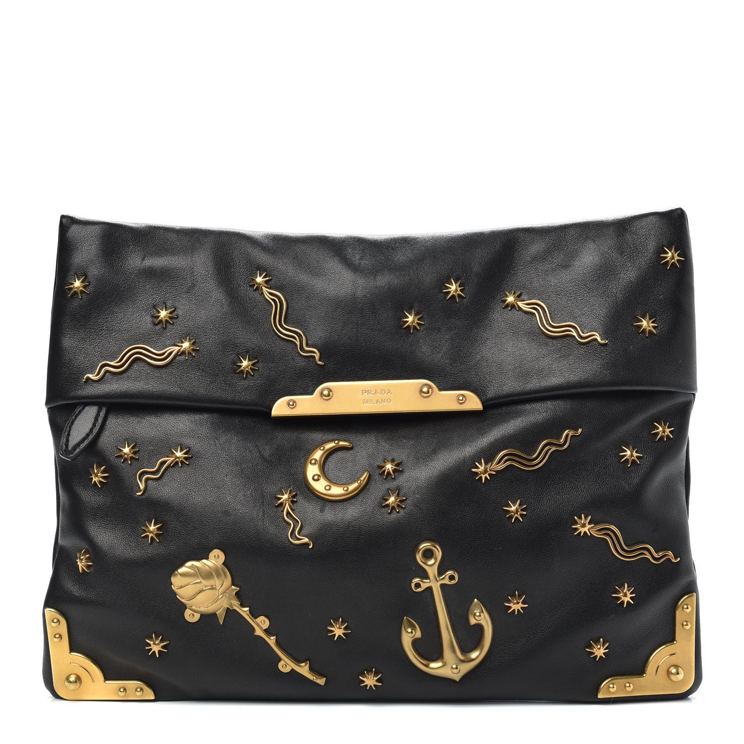 Prada City Calf Cahier Astrology Pouch Black 1 of 13