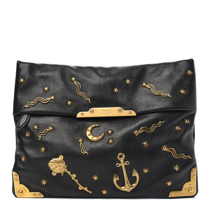 Prada City Calf Cahier Astrology Pouch Black 1 of 13
