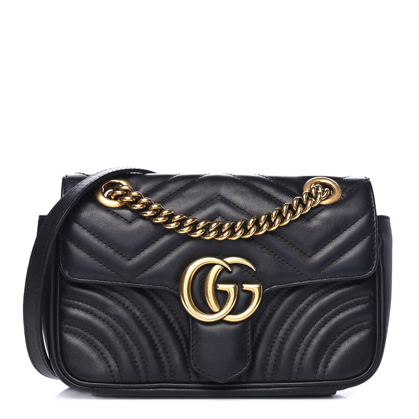 Calfskin Matelasse Mini GG Marmont Shoulder Bag Black