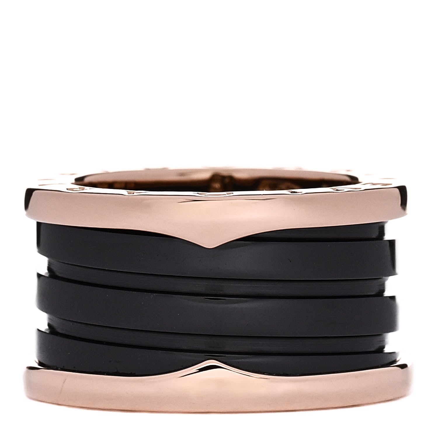Bulgari 18K Rose Gold Black Ceramic B.Zero1 Four-Band Ring 51 5.75 3 of 5