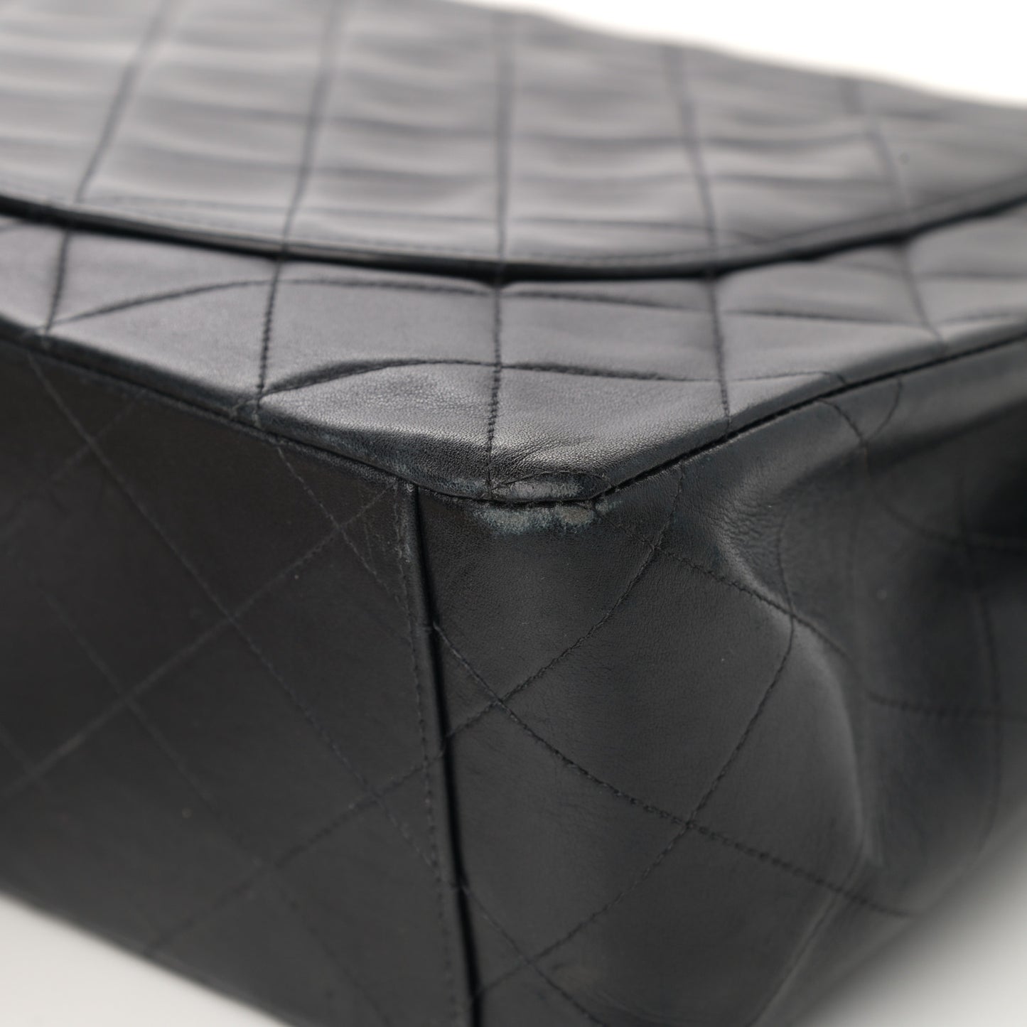 Lambskin Quilted XL Jumbo Single Flap Black