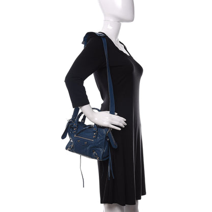 Balenciaga Agneau Classic Silver Hardware Mini City Bleu Profond 2 of 11