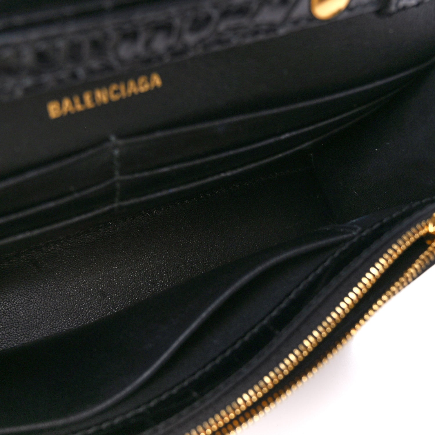 Balenciaga Shiny Calfskin Crocodile Embossed Hourglass Chain Bag Black 12 of 12