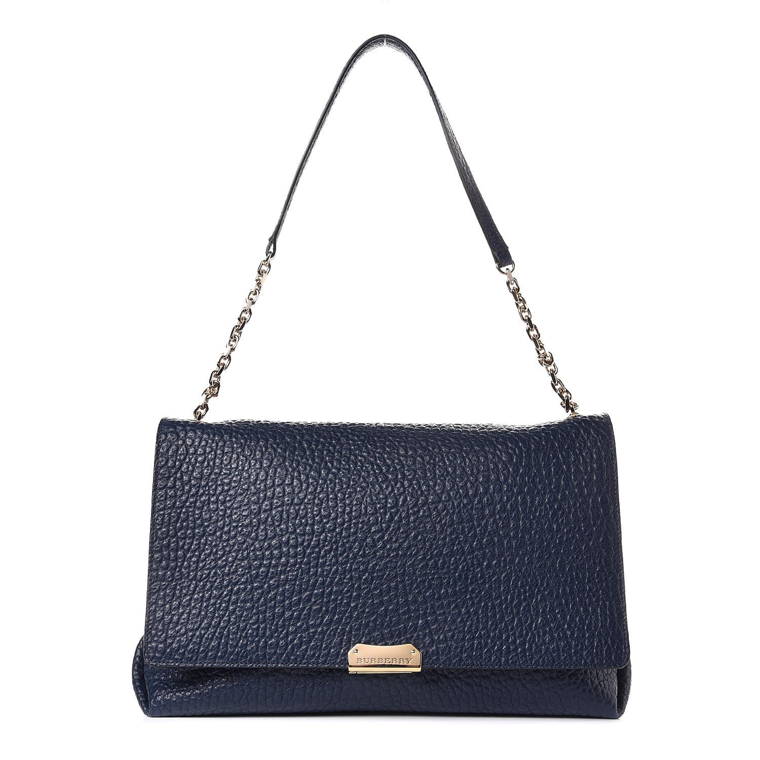 Burberry Signature Grain Large Mildenhall Shoulder Bag Blue Carbon 1 of 9