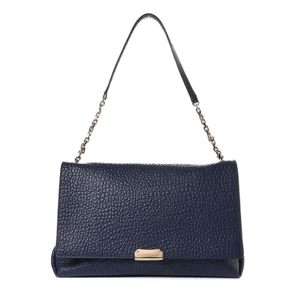 Burberry Signature Grain Large Mildenhall Shoulder Bag Blue Carbon 1 of 9