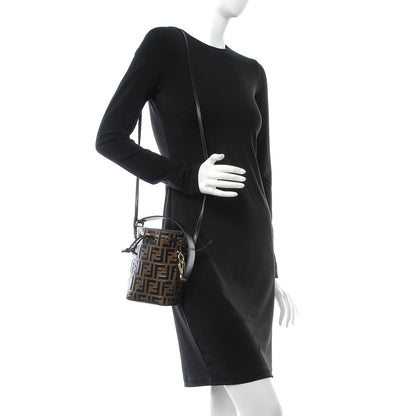 Fendi Vitello Liberty F is Fendi Bi-Color FF 1974 Embossed Mini Mon Tresor Bucket Bag Maya Black 2 of 8