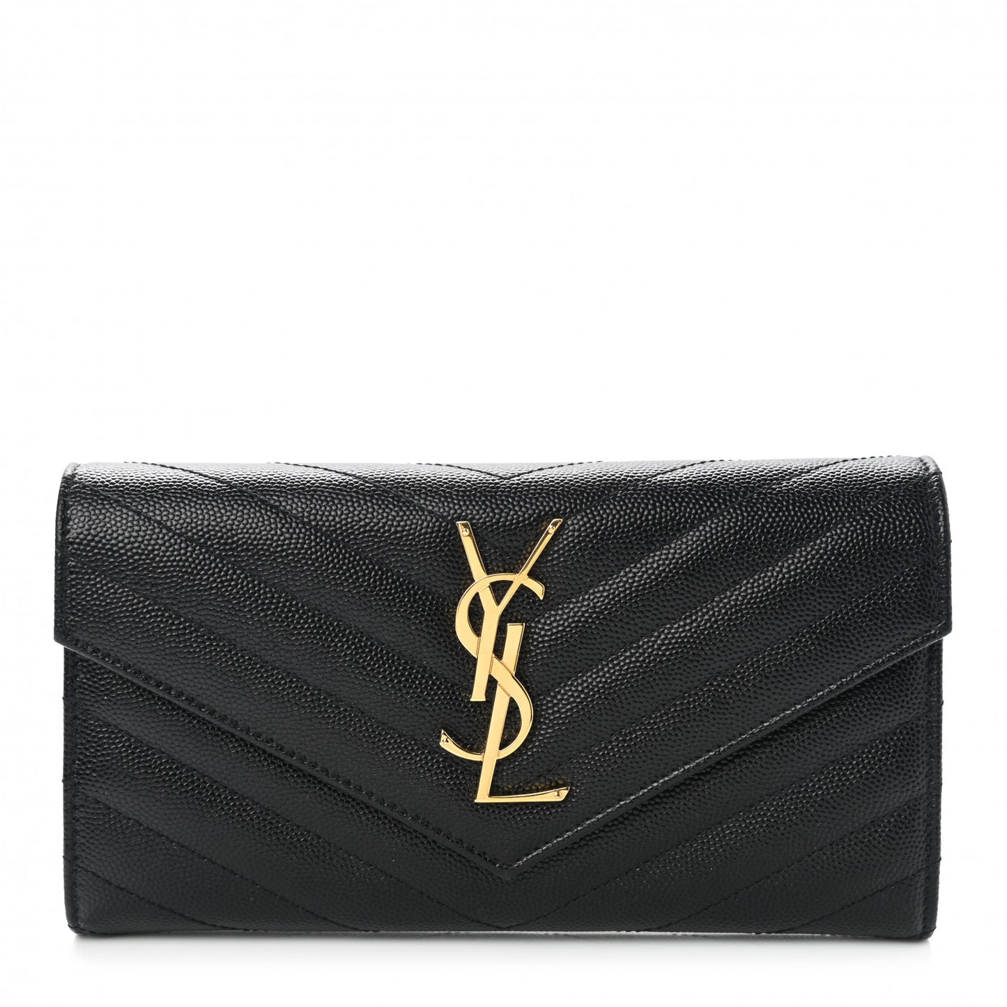 Grain De Poudre Matelasse Chevron Monogram Flap Wallet Black