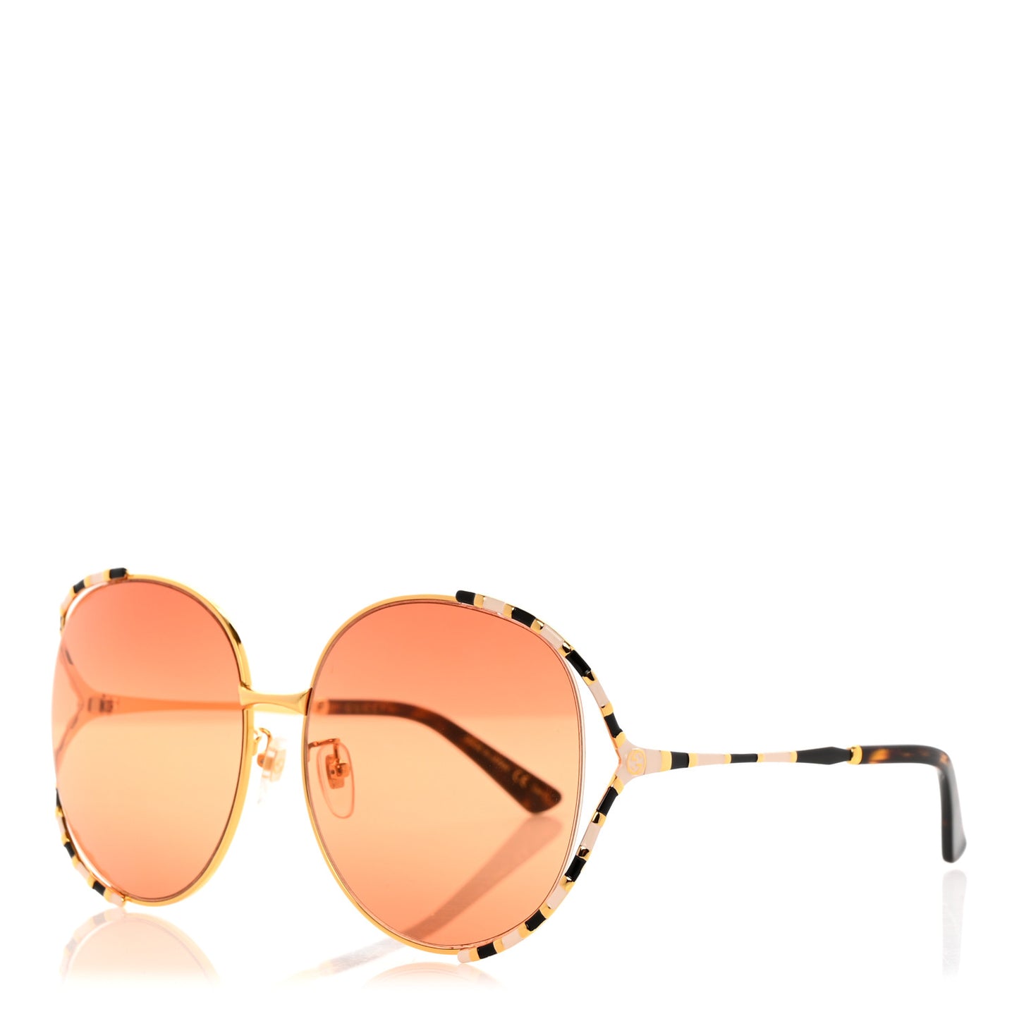Metal Round Frame GG0595S Sunglasses Gold Black