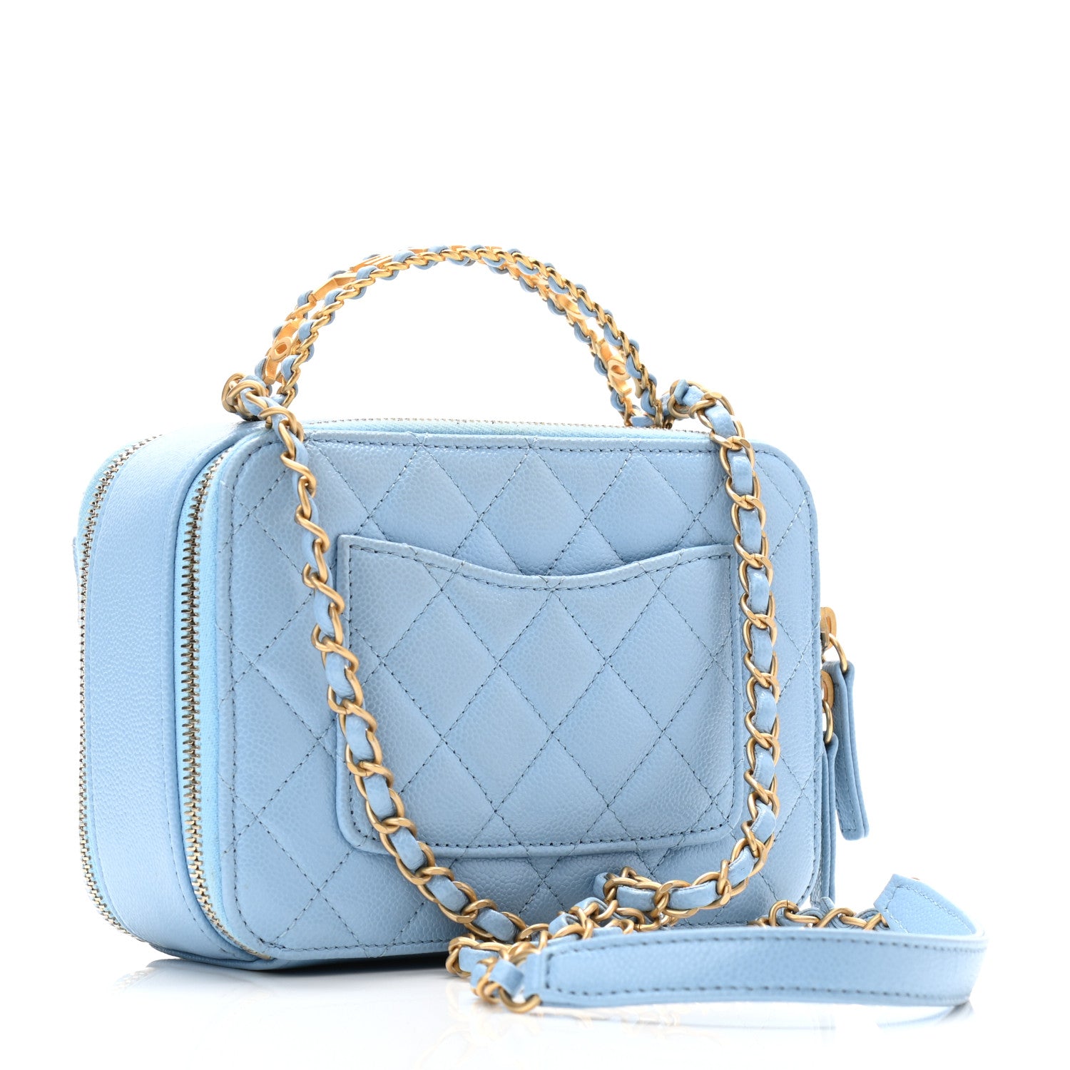 Chanel Caviar Quilted Small Pick Me Up Vanity Case Light Blue 3 of 13