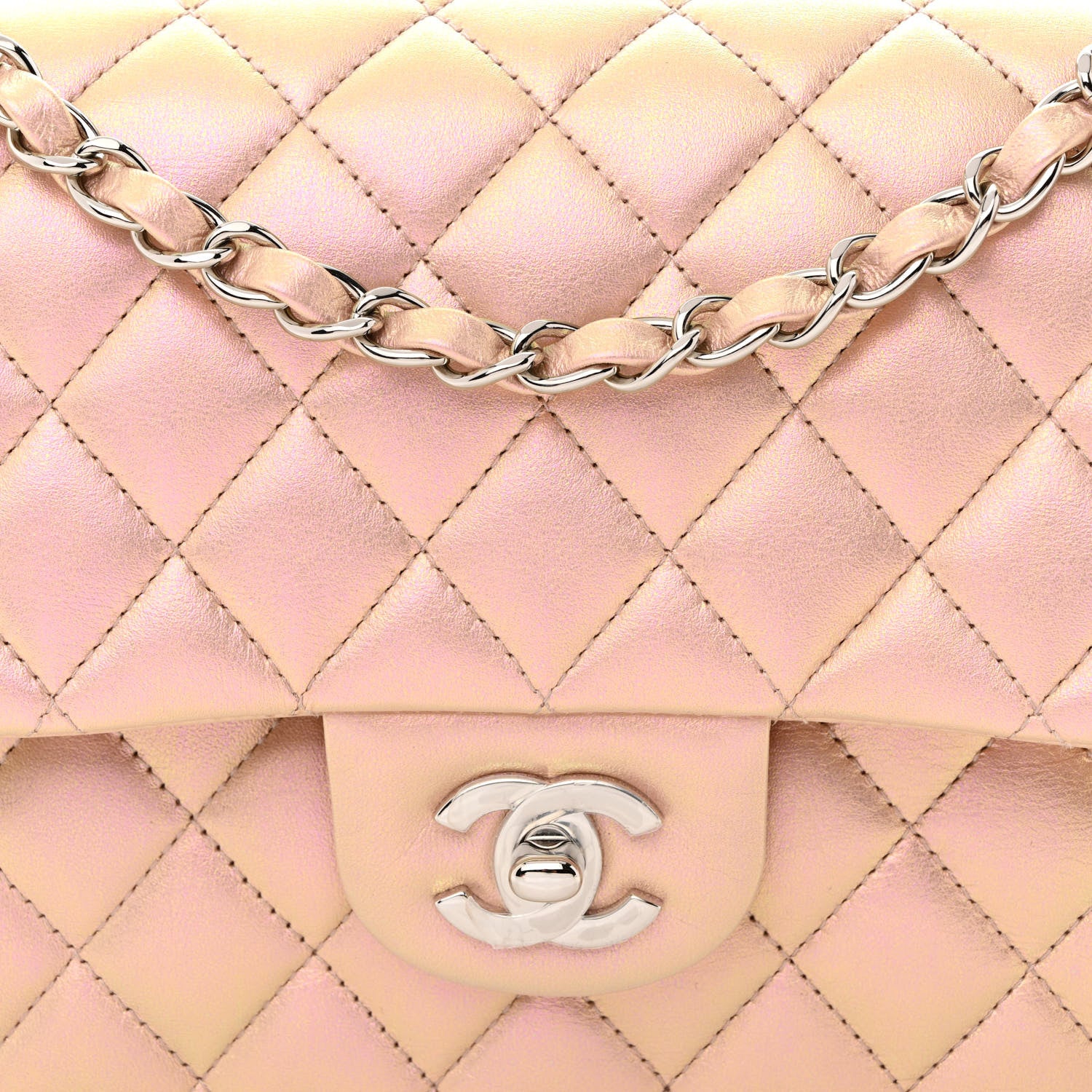 Chanel Iridescent Calfskin Quilted Medium Double Flap Pink 8 of 11