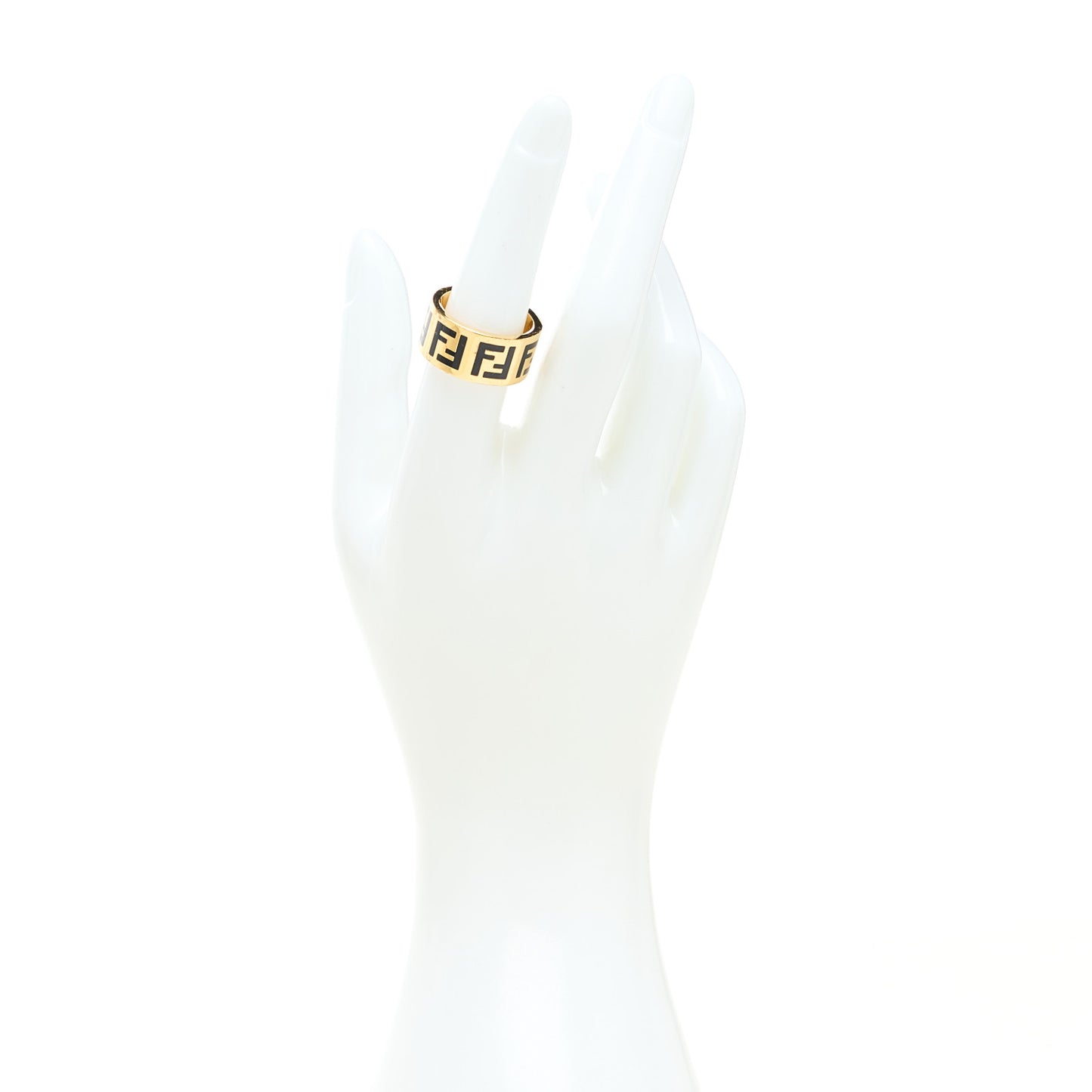 Metal Enamel Forever Fendi Ring M 54 7 Gold Black