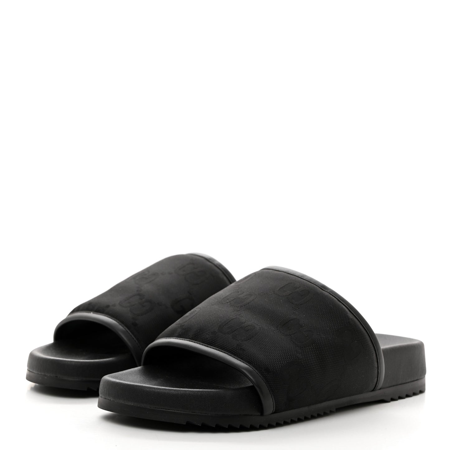 Econyl Nylon Demetra GG Monogram Mens Off the Grid Slide Sandals 8 Black