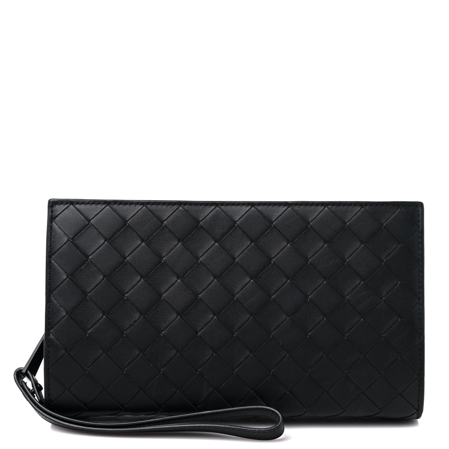 Nappa Intrecciato Wristlet Zip Wallet Black