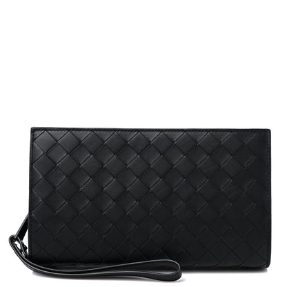 Bottega Veneta Nappa Intrecciato Wristlet Zip Wallet Black 1 of 10