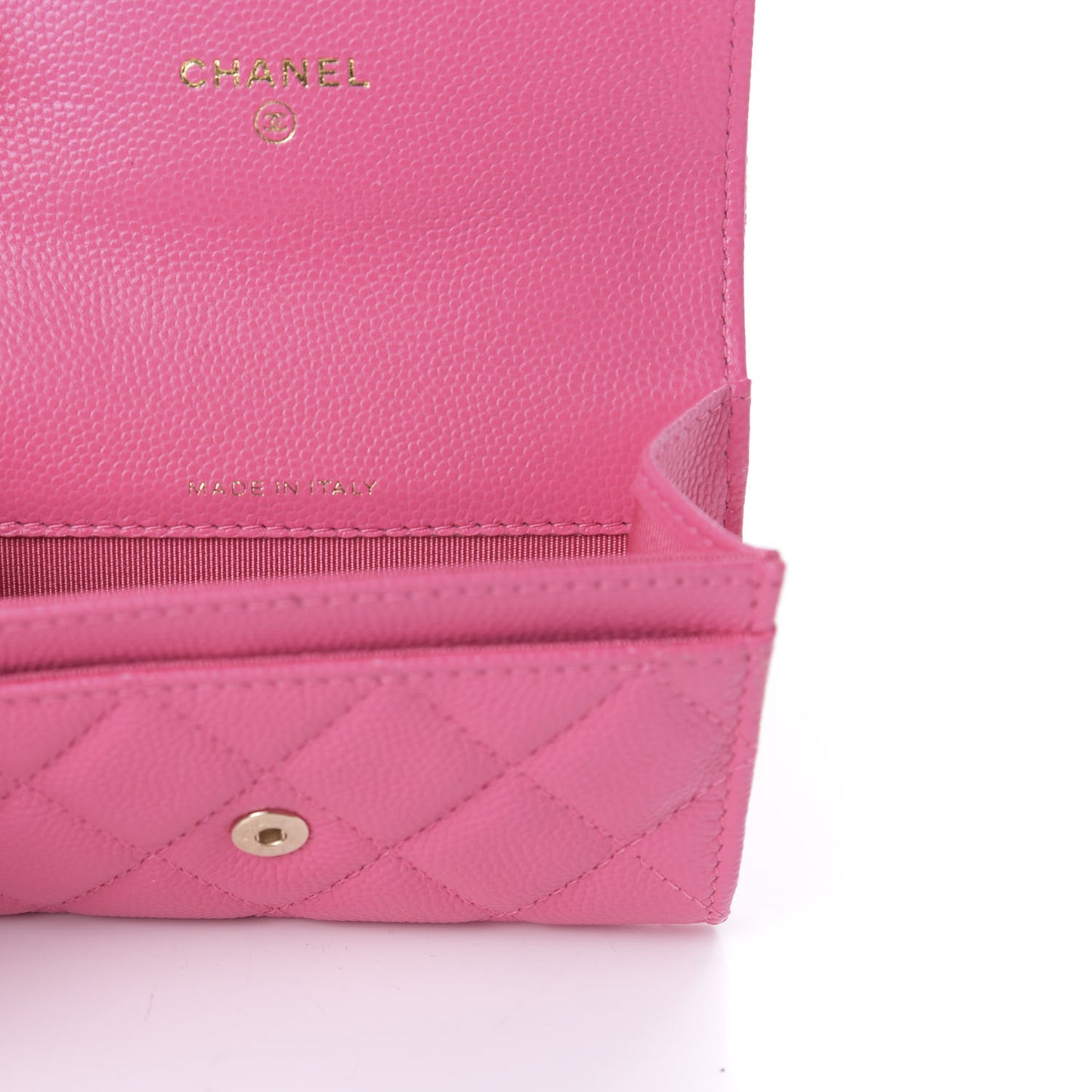 Caviar Quilted Flap Card Holder Pink