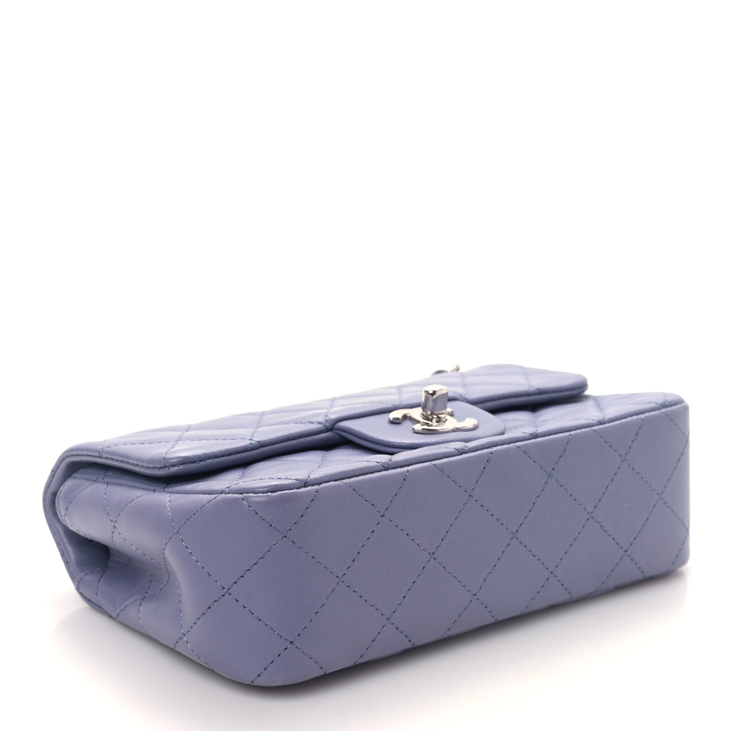 Lambskin Quilted Mini Rectangular Flap Light Purple