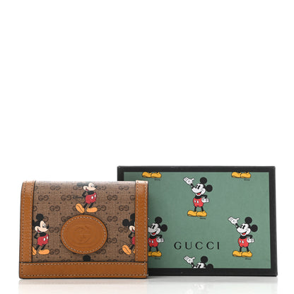 Gucci X DISNEY Mini Vintage GG Supreme Monogram Mickey Mouse Card Holder Wallet Beige Vintage Sun Oil 8 of 8