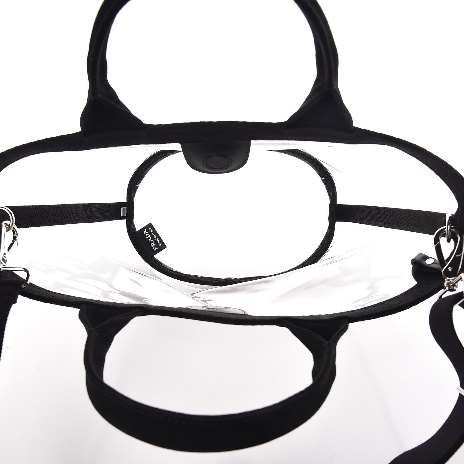 Prada Plexiglass Canapa Small Shopper Tote Black 5 of 8