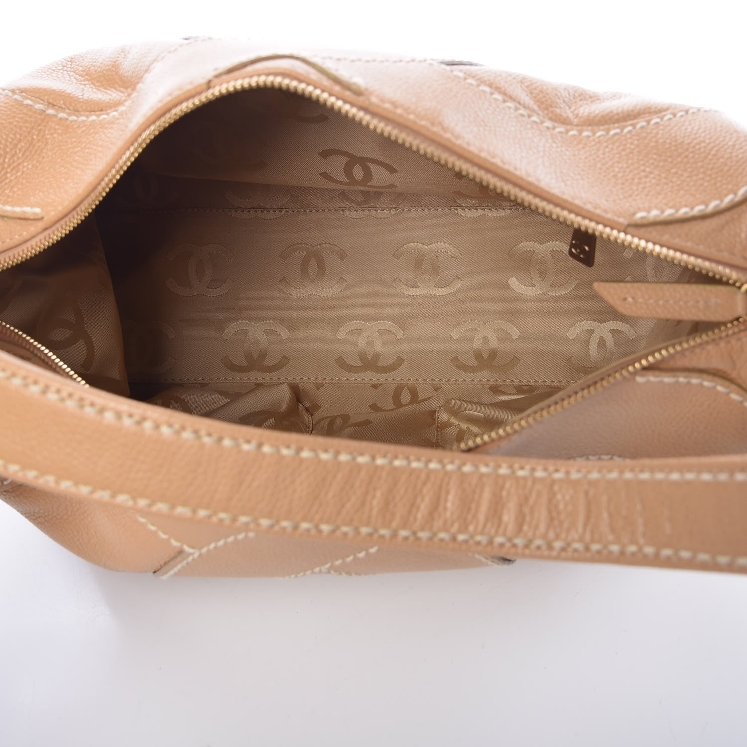Chanel Caviar CC Stitched Hobo Beige 5 of 10