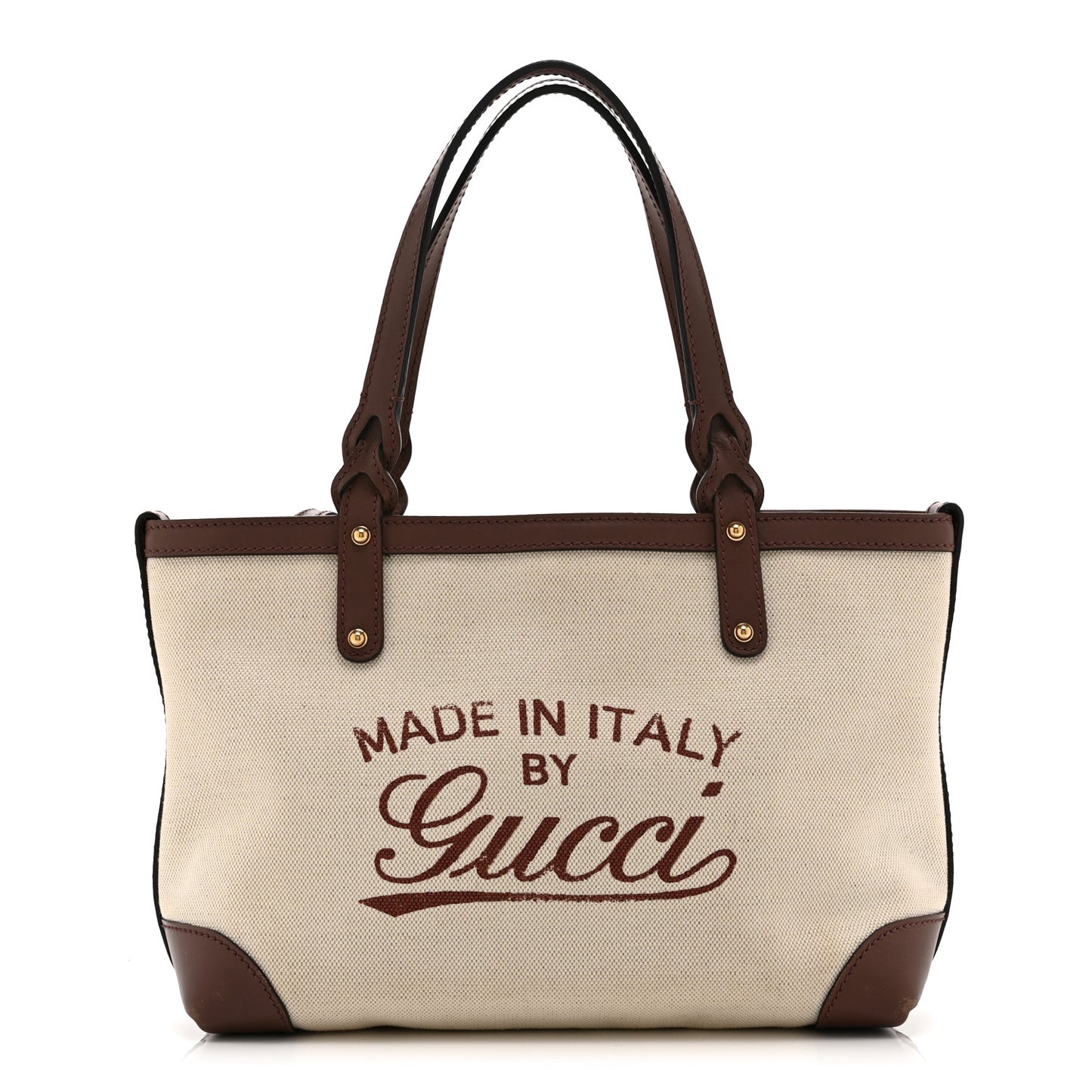 Canvas Calfskin Small Craft Tote Brown