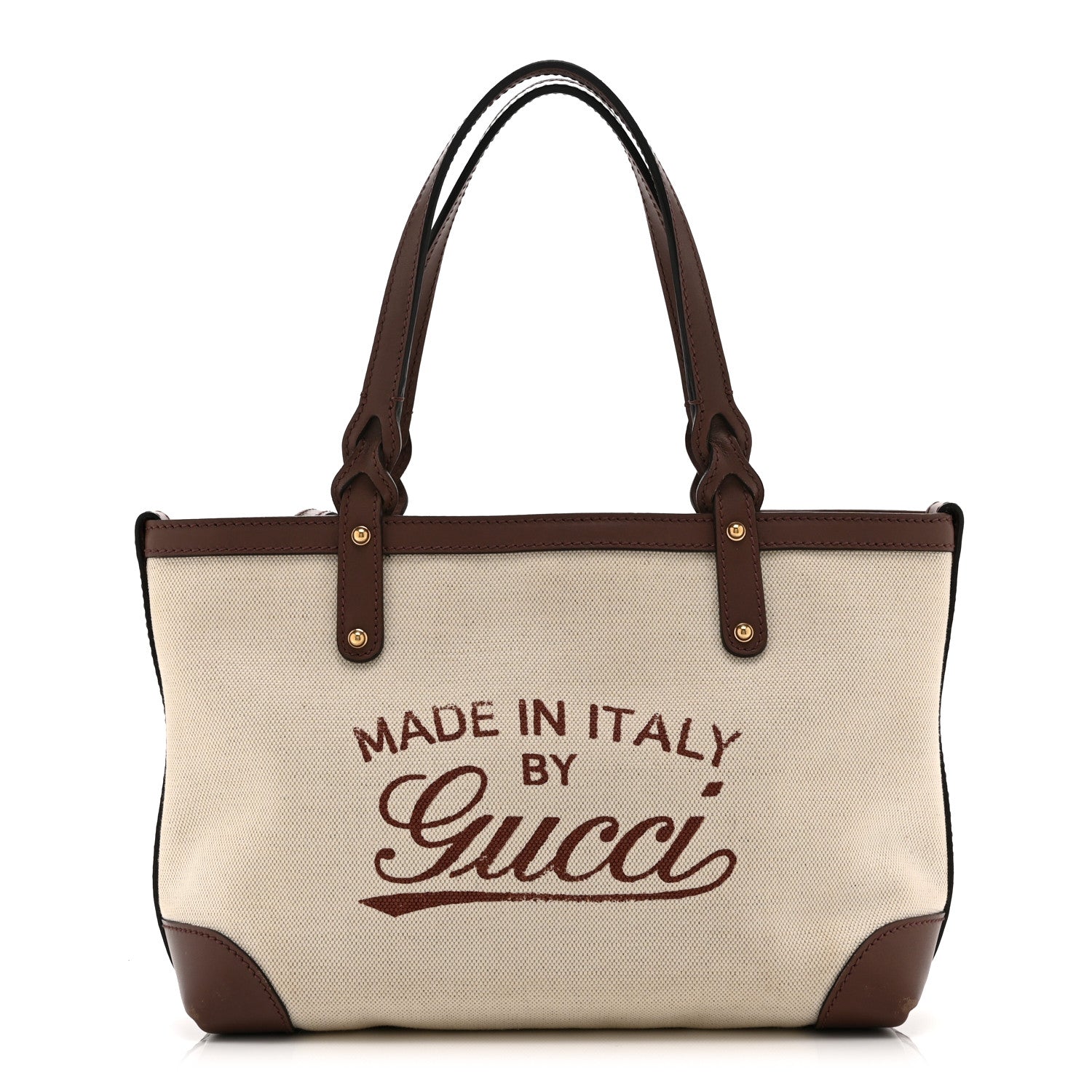 Gucci Canvas Calfskin Small Craft Tote Brown 1 of 17