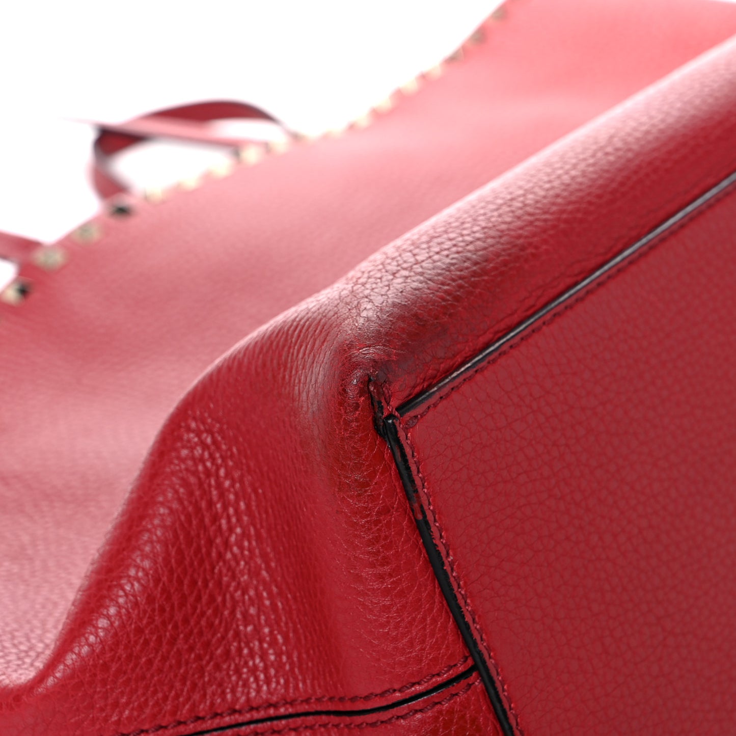 Grained Calfskin Rockstud Shoulder Tote Rosso Valentino