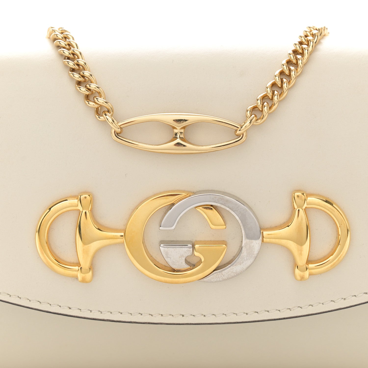 Gucci Shibuya Calfskin Small Zumi Top Handle Shoulder Bag Mystic White 8 of 12