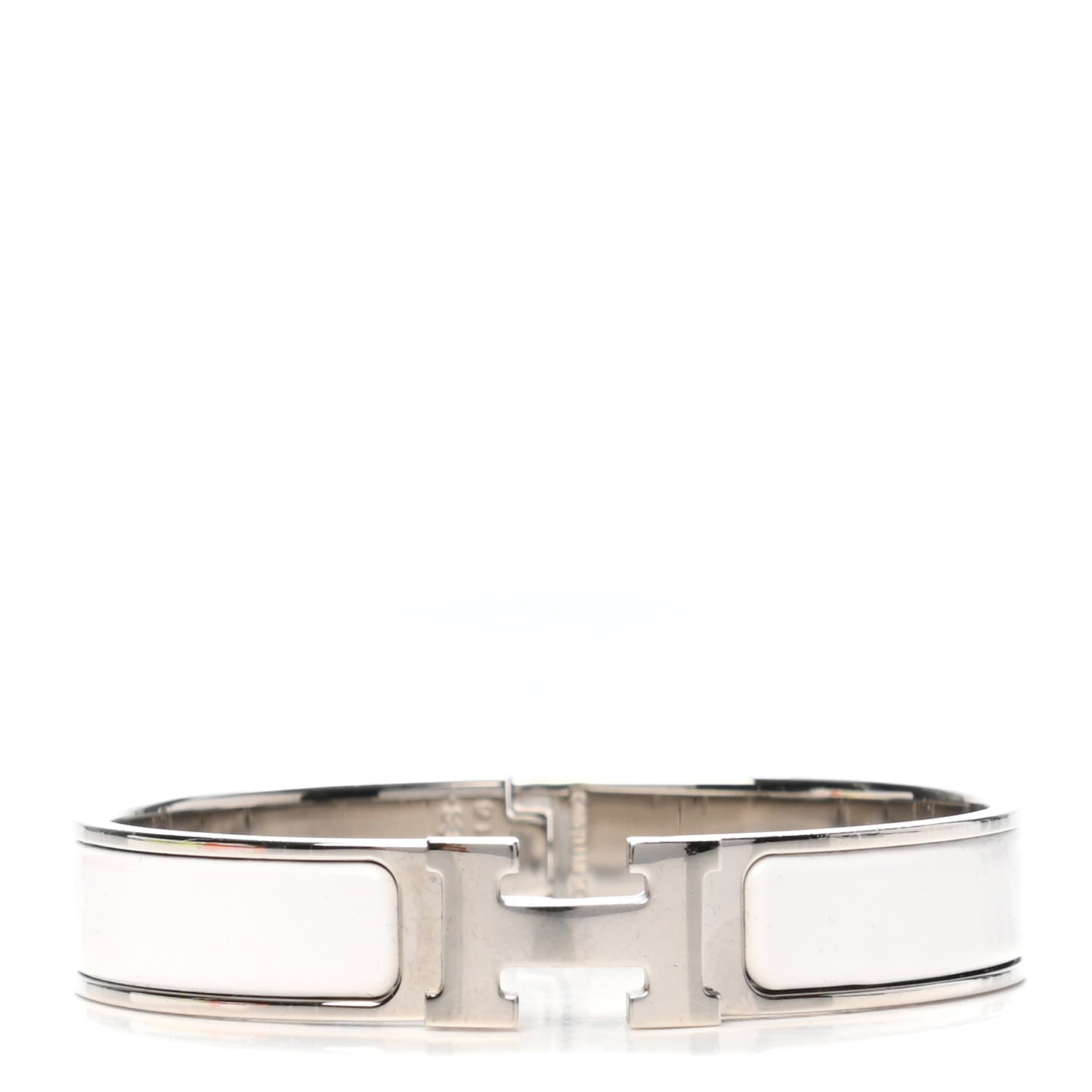Enamel Narrow Clic Clac H Bracelet GM White