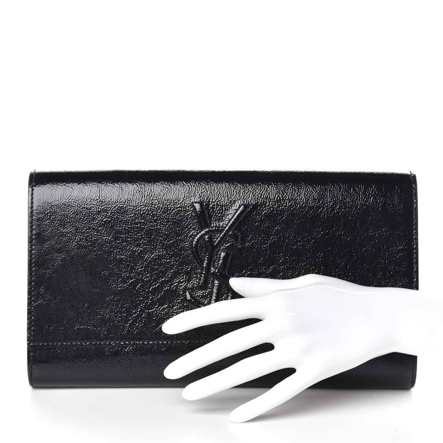 Textured Patent Monogram Large Belle De Jour Clutch Black