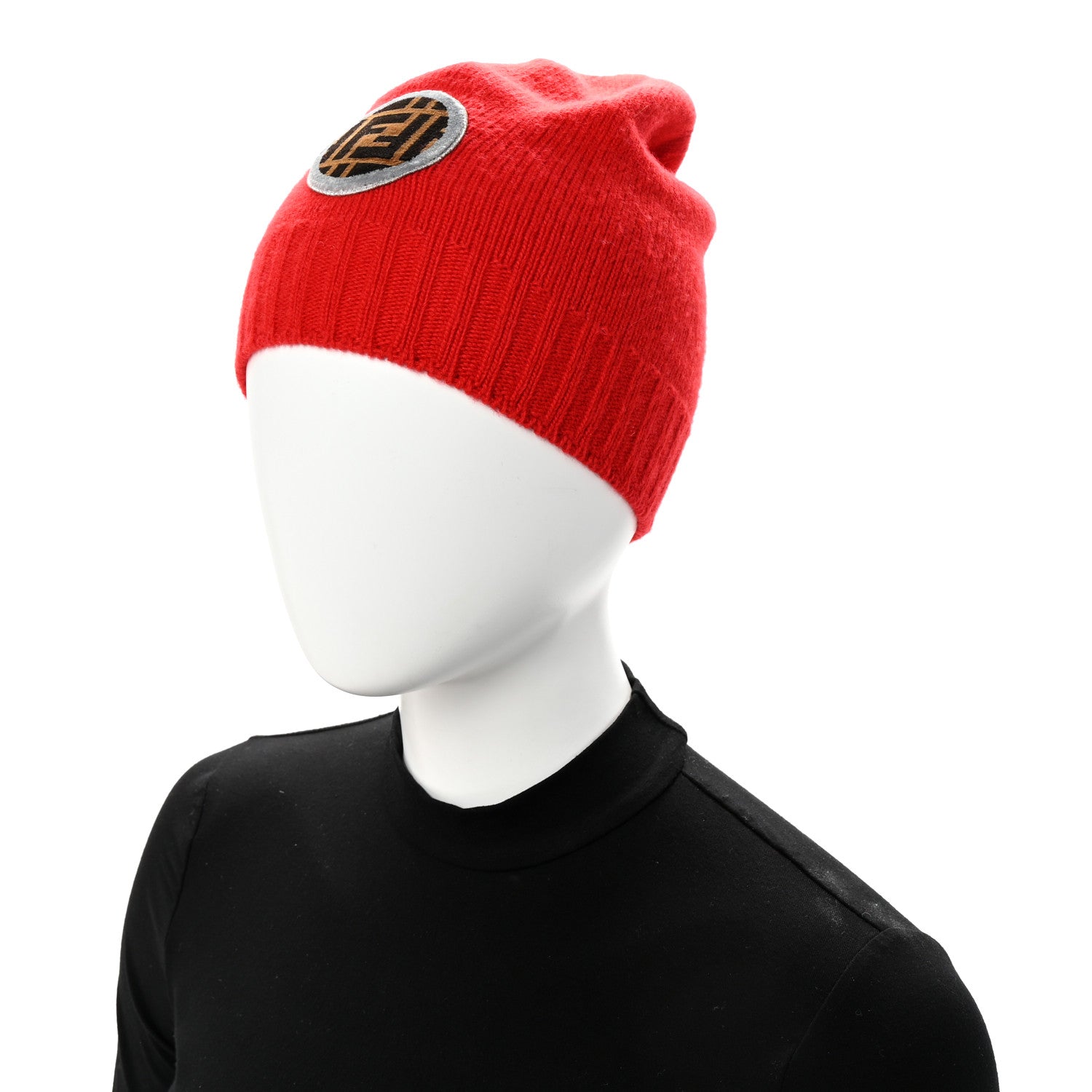Fendi Wool Cashmere Zucca Beanie Red 2 of 5