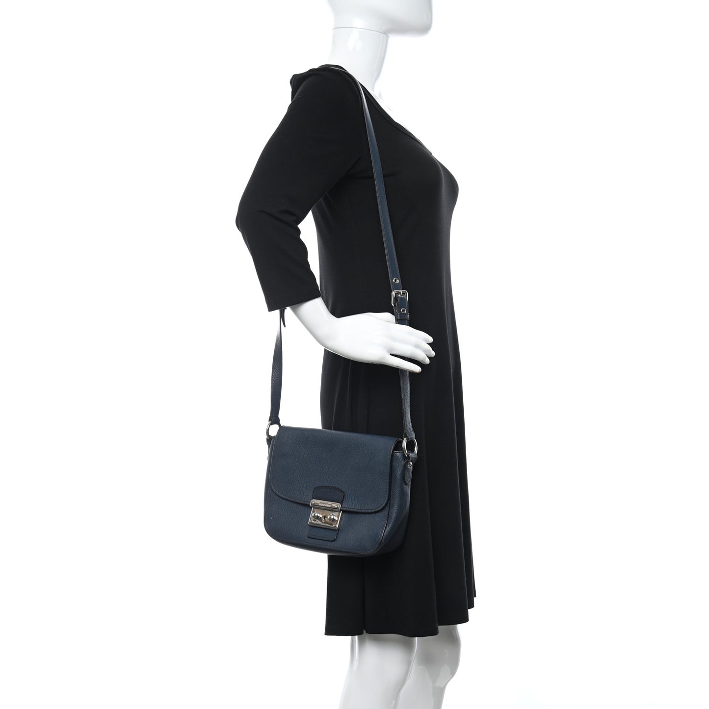 Vitello Phenix Madras Shoulder Bag Oltremare