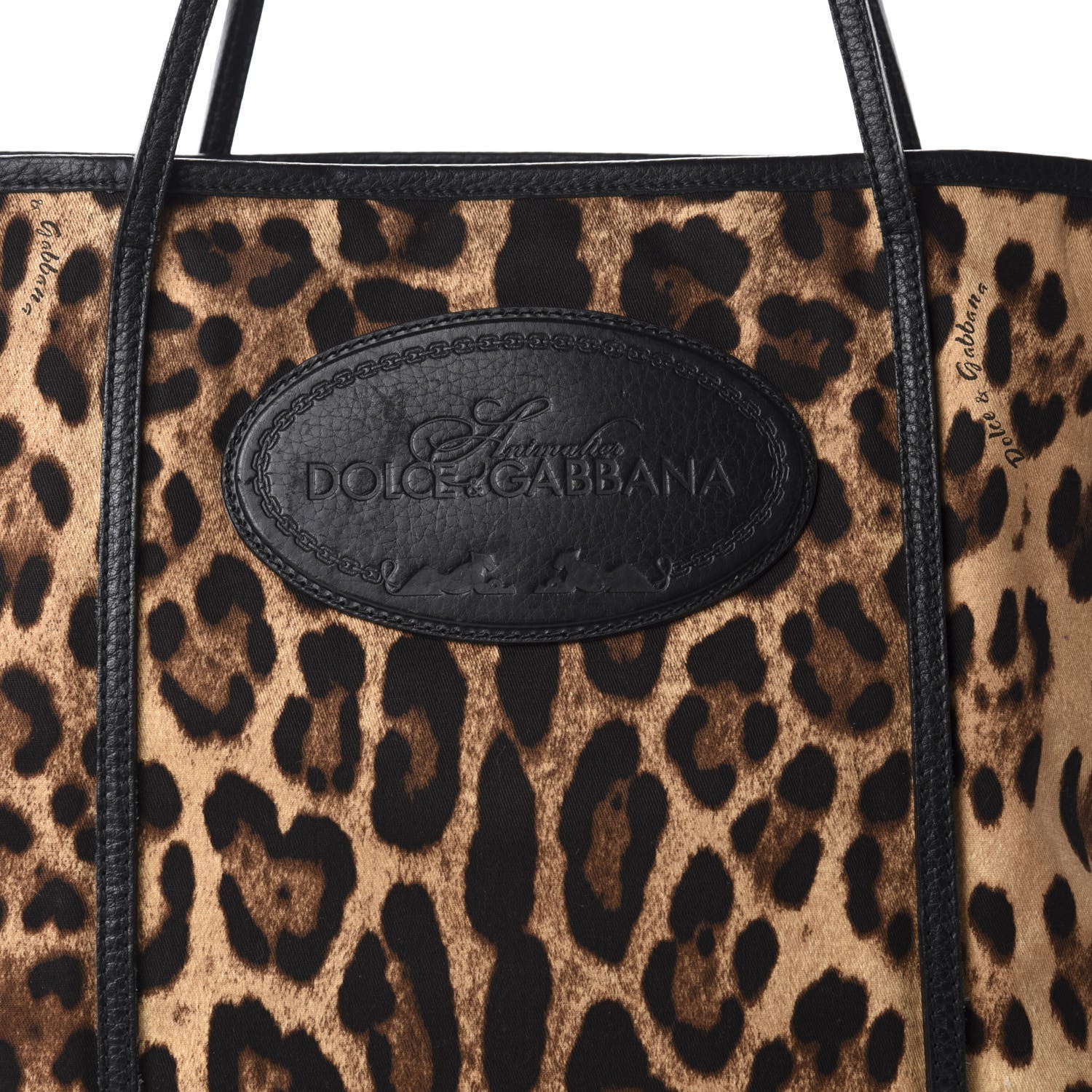 Dolce & Gabbana Leopard Print Canvas Calfskin Animalier Tote Black 9 of 9