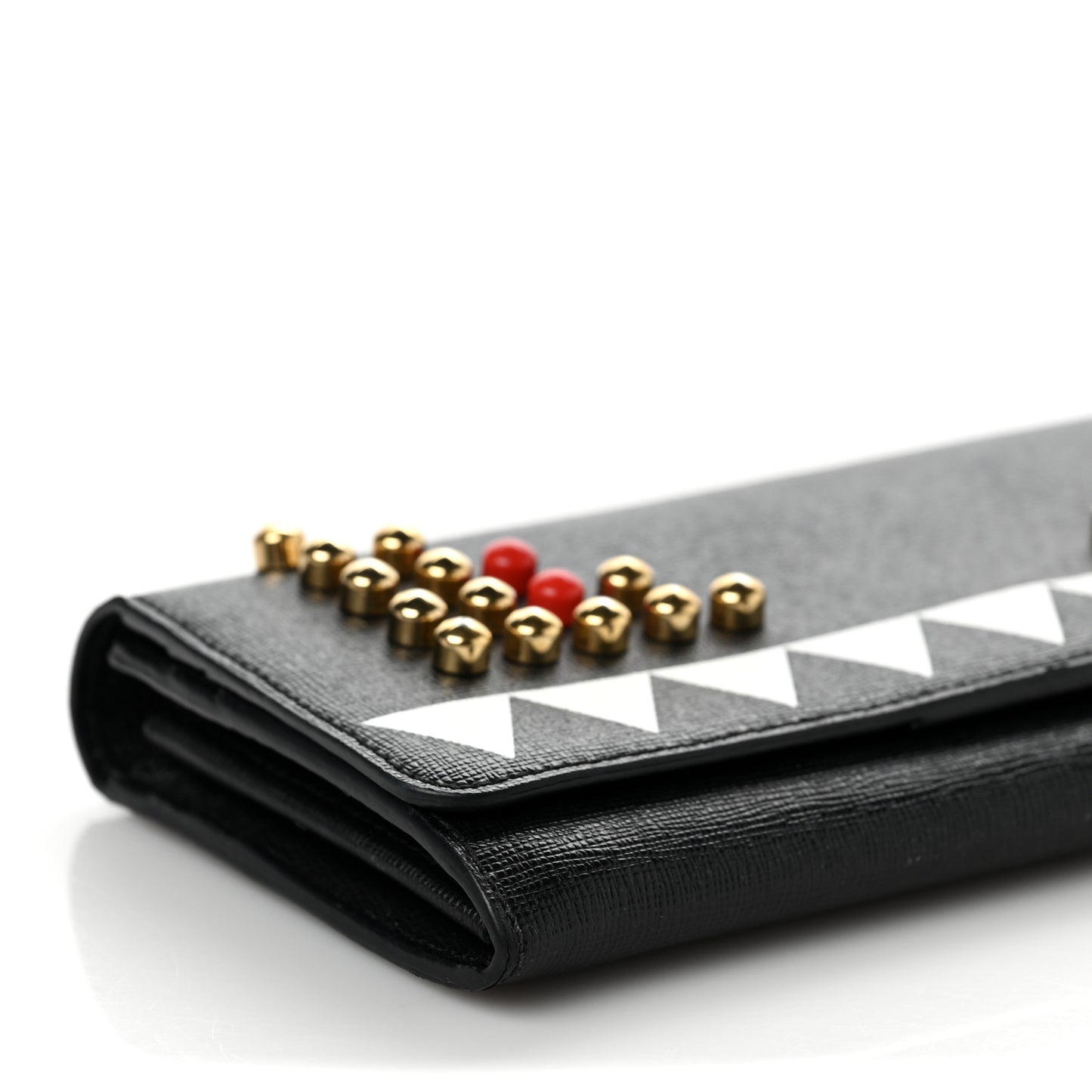 Vitello Elite Studded Monster Continental Wallet on Chain Black