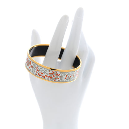Hermes Enamel Printed Petits Chevaux de Hongrie Wide Bracelet 65 Potiron 2 of 4