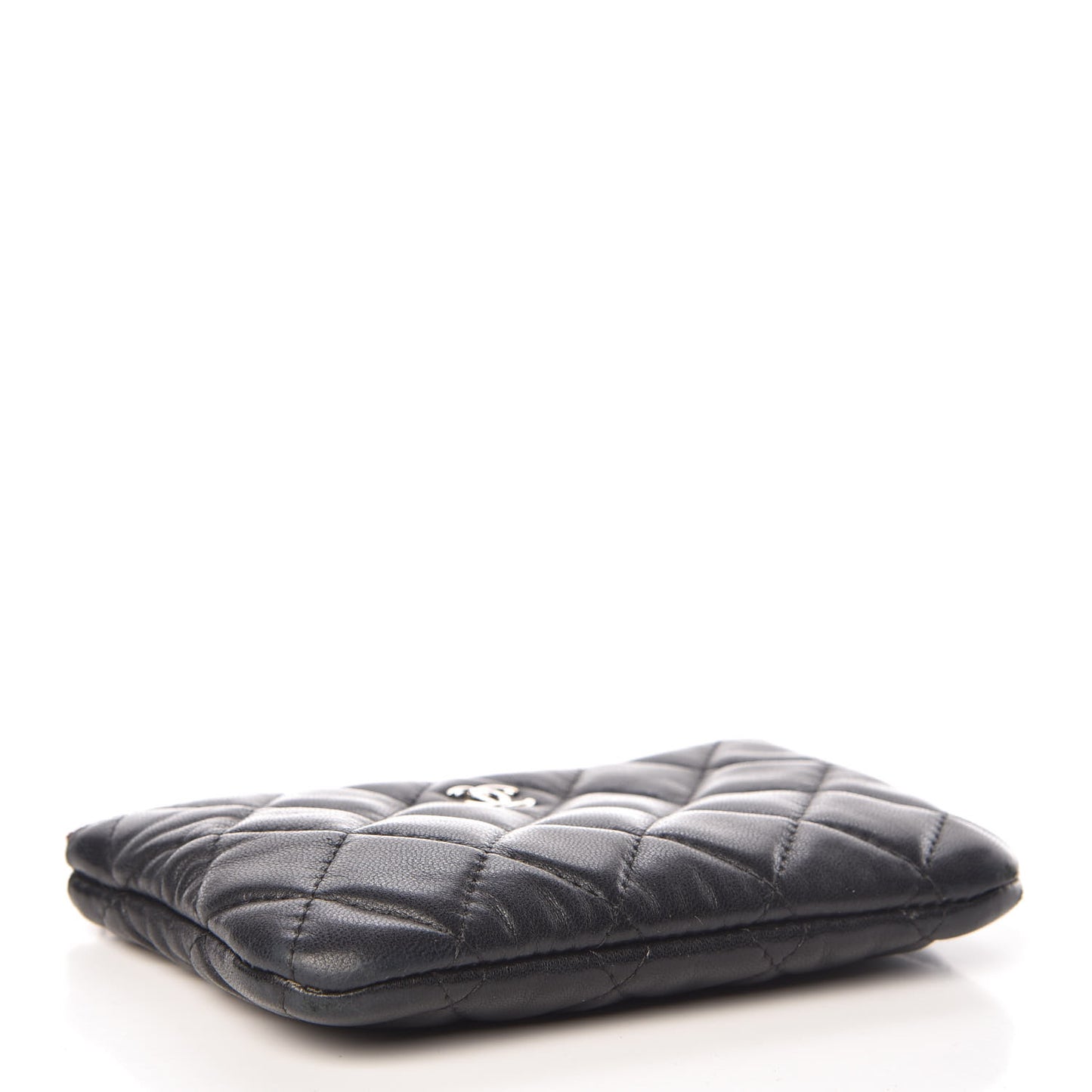 Lambskin Quilted Small Cosmetic Case Black