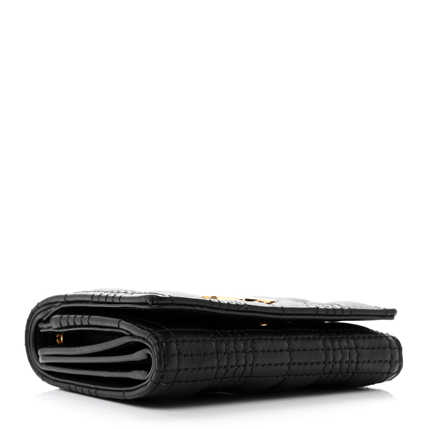 Lambskin Quilted Small Lola Folding Wallet Black