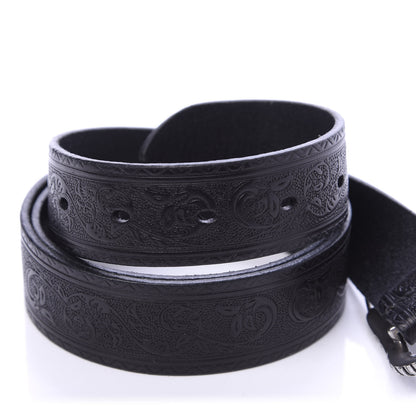 Saint Laurent Calfskin Embossed Monogram Celtique Belt 90 36 Black 3 of 6