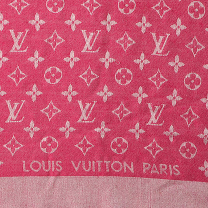 Louis Vuitton Silk Wool Monogram Denim Shawl Pivoine 5 of 6