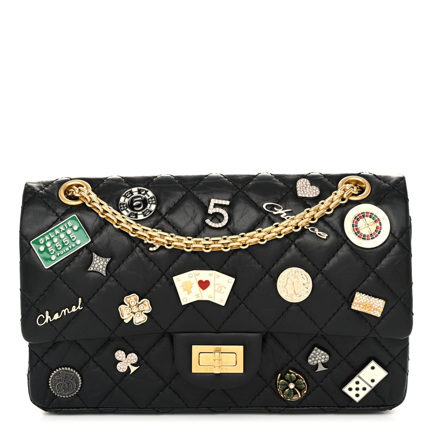 Aged Calfskin Quilted Casino 2.55 Reissue 225 Flap Black