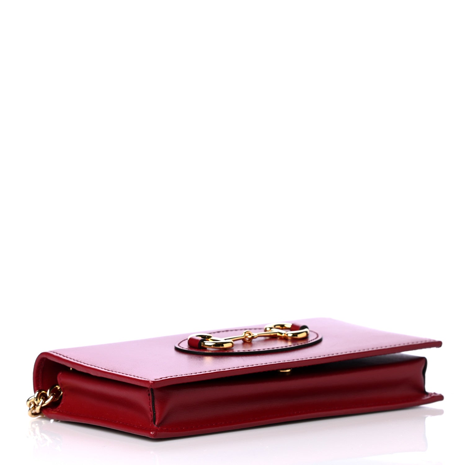 Gucci Boarded Plutone Calfskin Horsebit 1955 Wallet On Chain New Cherry Red 3 of 4