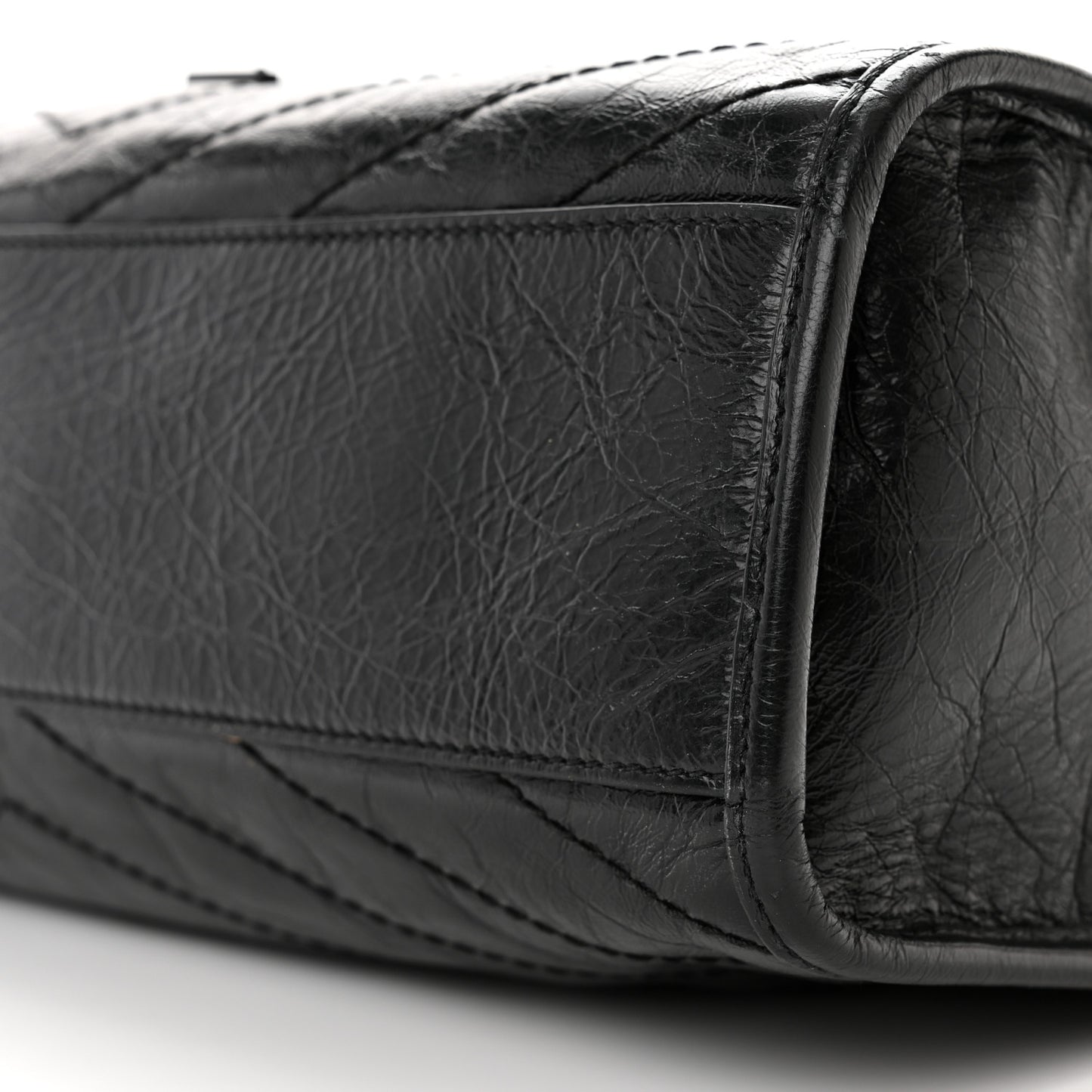 Crinkled Calfskin Matelasse Monogram Medium Niki Shopper Tote Black