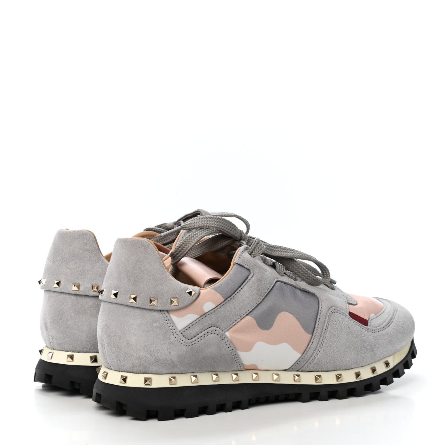 Suede Nylon Camouflage Womens Soul Rockstud Sneakers 39.5 Grey