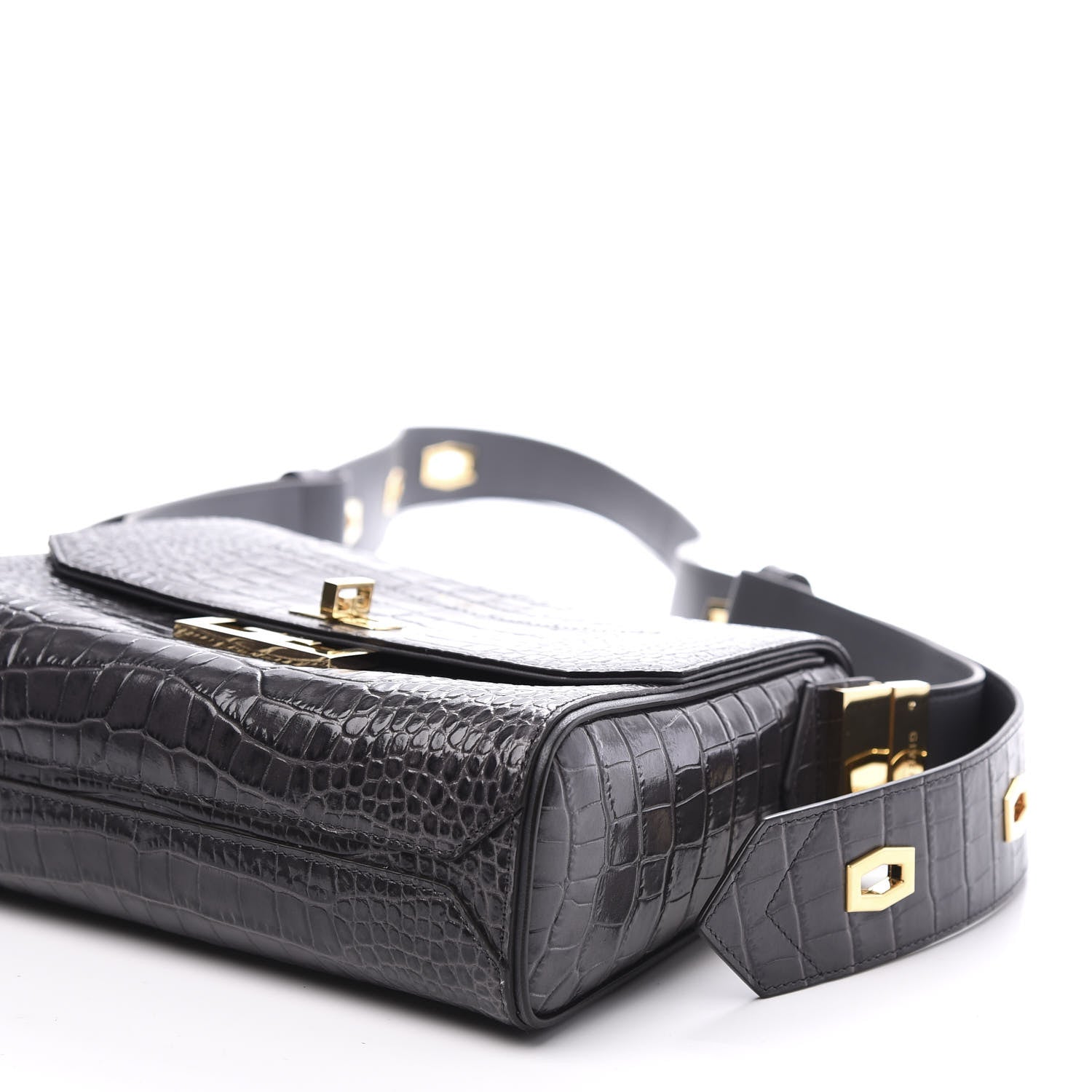 Givenchy Calfskin Crocodile Embossed Medium Eden Storm Grey 561398