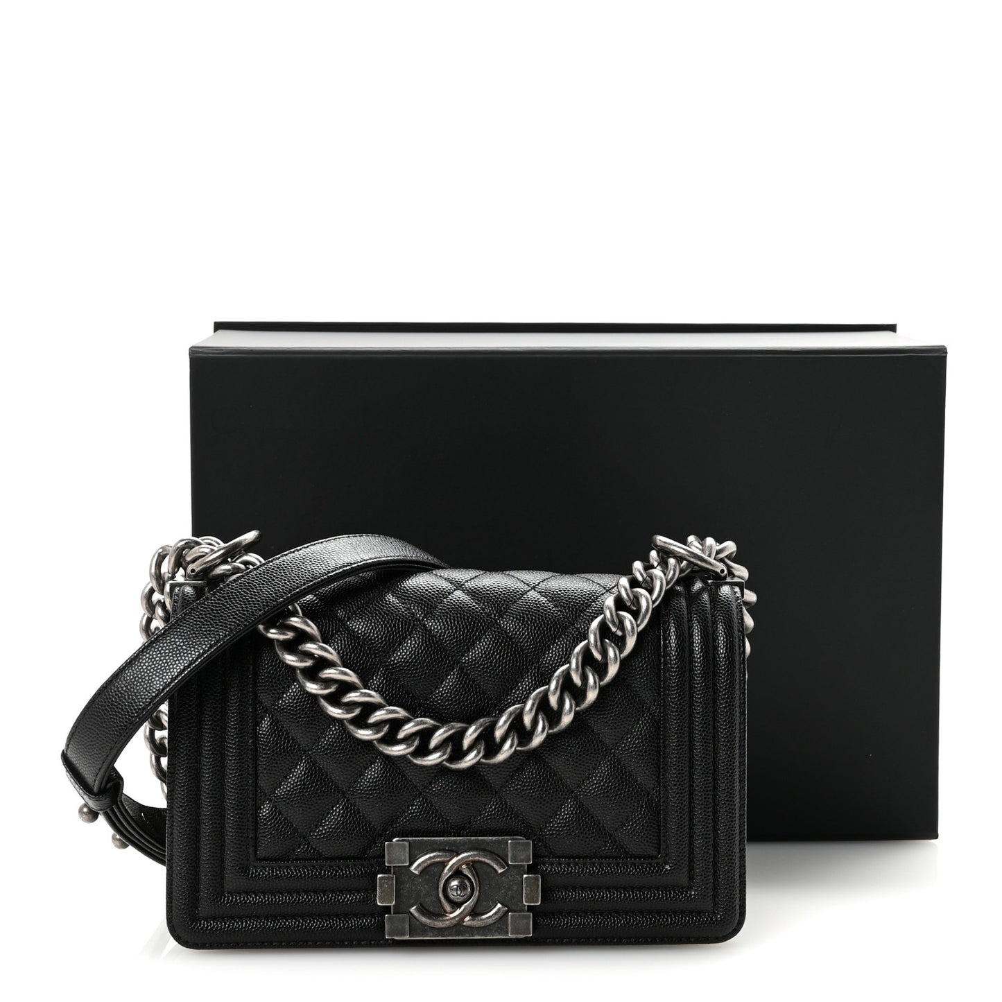 Caviar Quilted Small Boy Flap Black