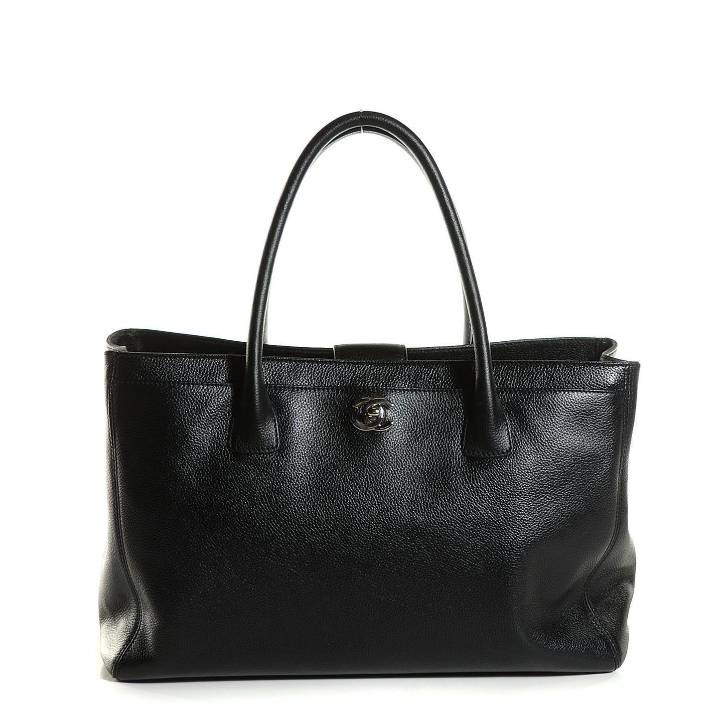 Calfskin Cerf Executive Shopper Tote Black
