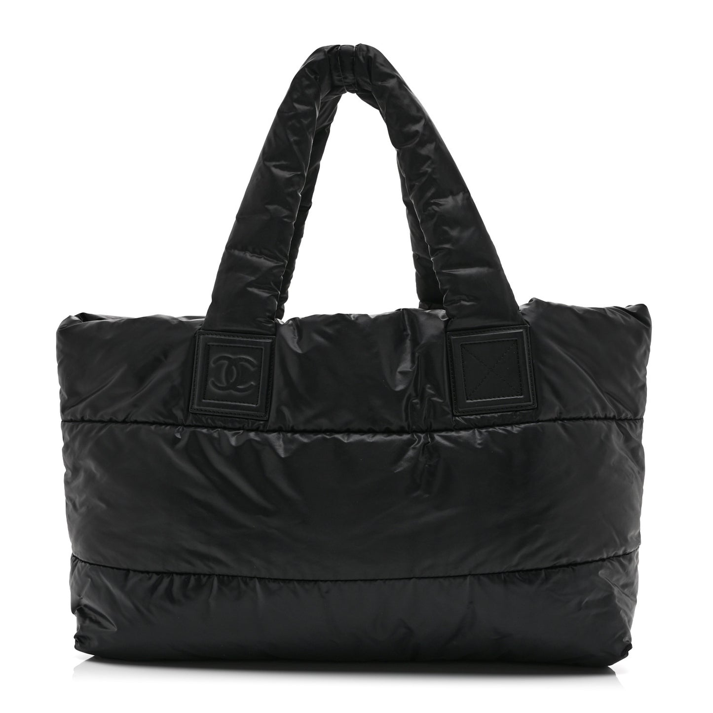 Nylon Quilted Large Coco Cocoon Reversible Tote Black