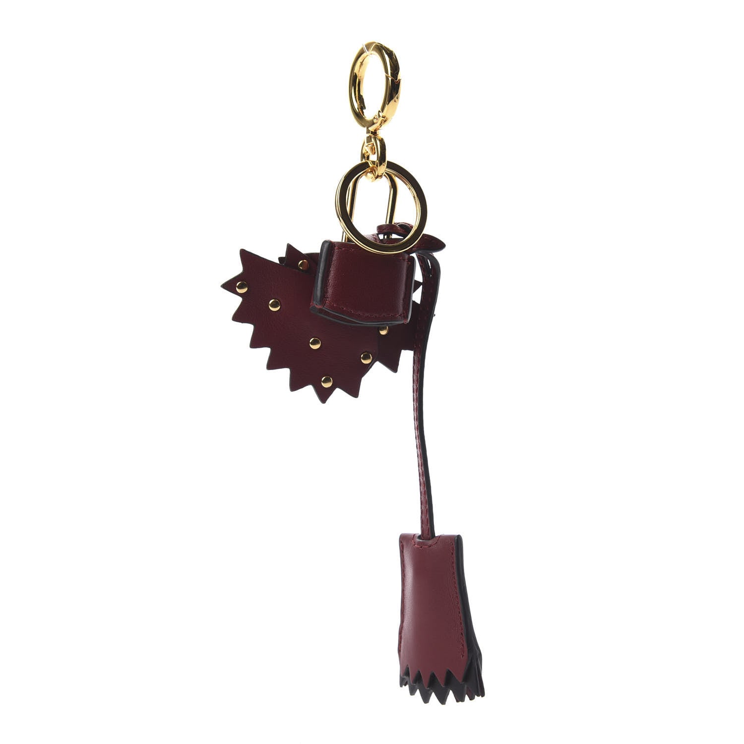 Burberry Calfskin Studded Zig Zag Lock Bag Charm Crimson 3 of 5